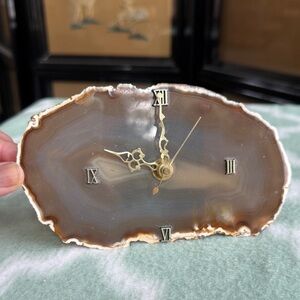 Gray Brown Agate slice Clock